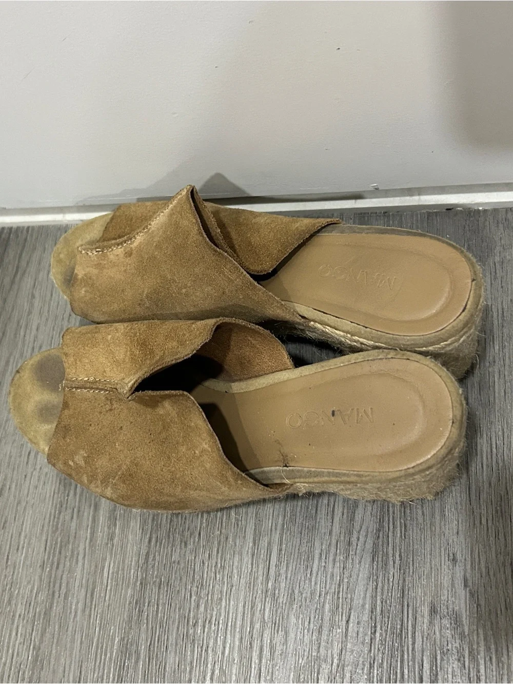 Mango Suede Platform Espadrilles - Tan